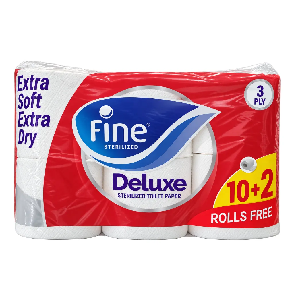 Fine Toilet Rolls Delux 140x3 Plies (Bale of 12x4) 10+2 Rolls Compressed