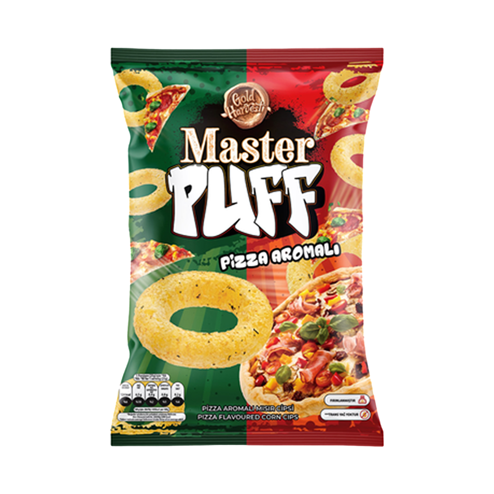 [3157] Master Puff Pizza Flav Corn Chips 90gr