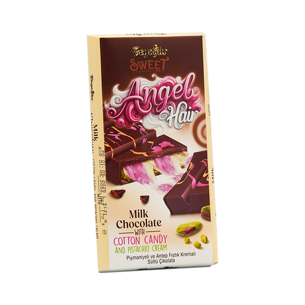 [3181] Beyoglu Angel Hair Milk Choc with Cotton Candy & Pistachio Cream 170g