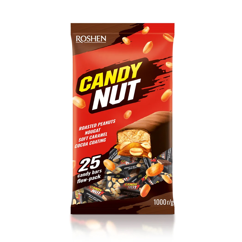 [3354] Roshen (1131) Candy Nut Nougat and Soft Caramel wt Peanuts,Swt milk choc coating 1kg