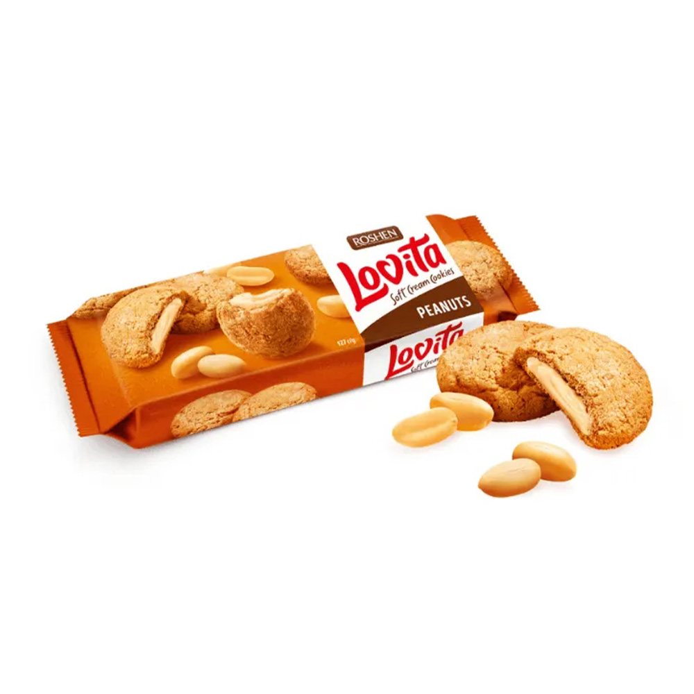 [3359] Roshen (1077) Lovita Soft Crm Cookies wt Peanut Filling 127g