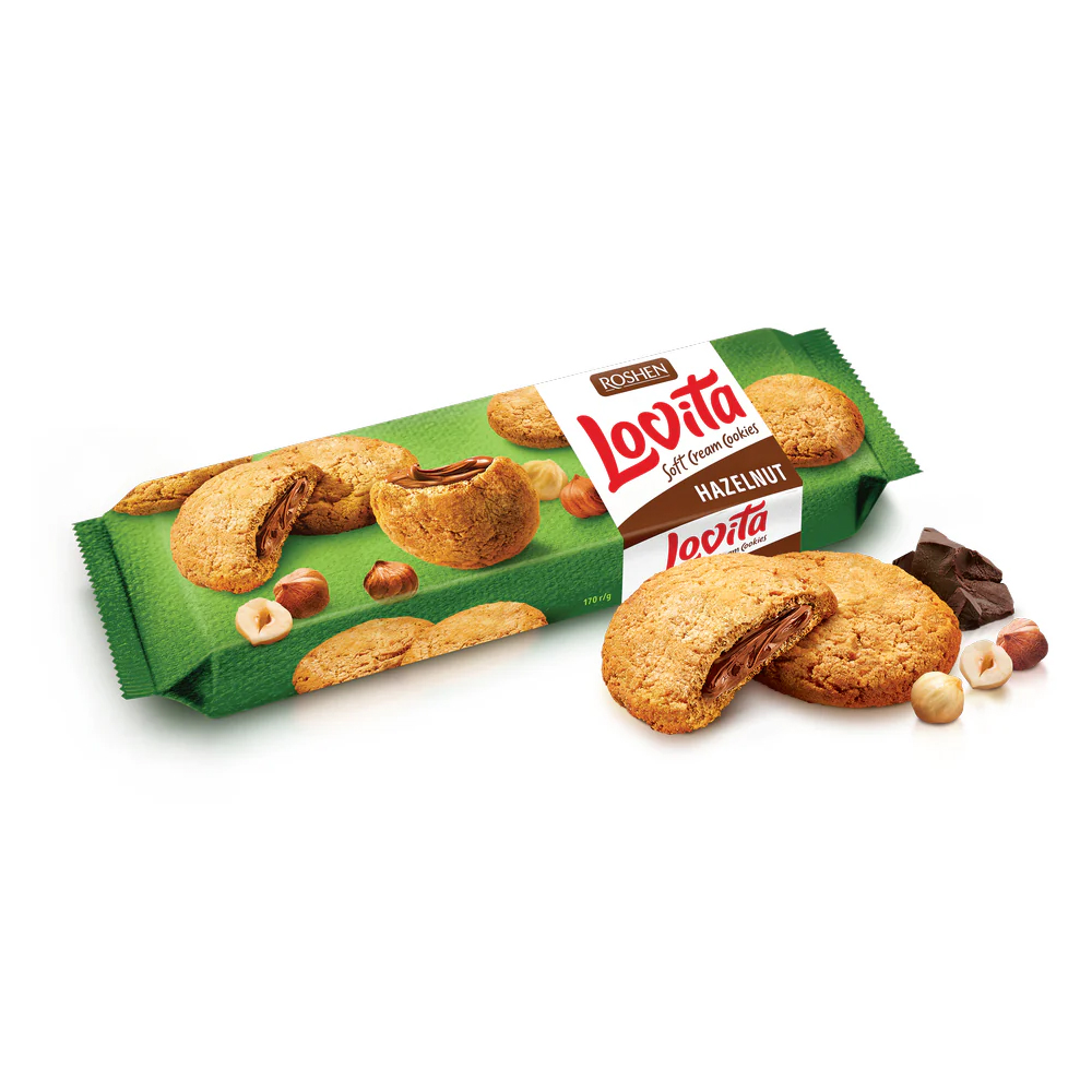 [3361] Roshen (7674) Lovita Soft Crm Cookies wt Hazlnt Filling 127g