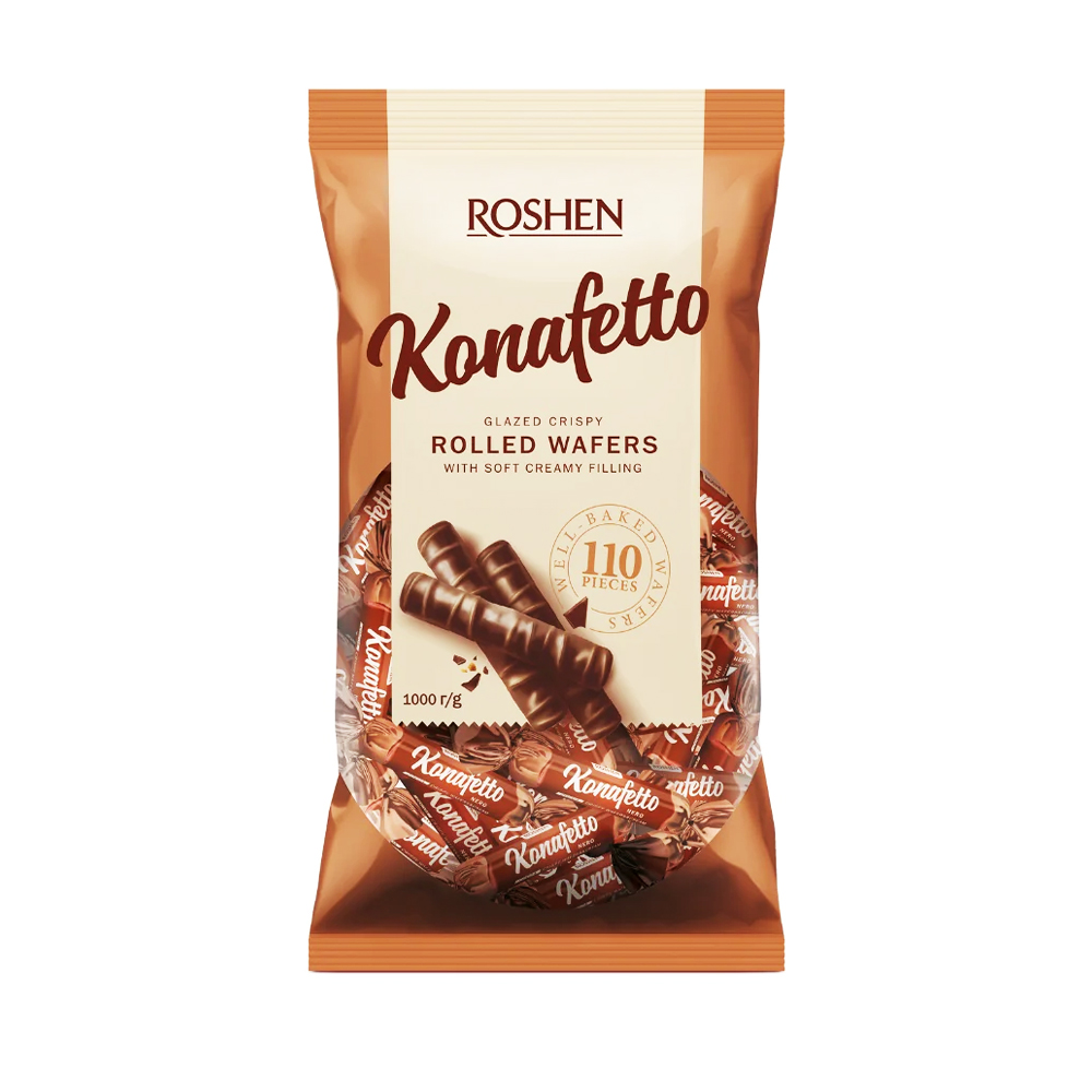 Roshen Konafetto Wafer Rolls in Cocoa Compound Coating 1kg