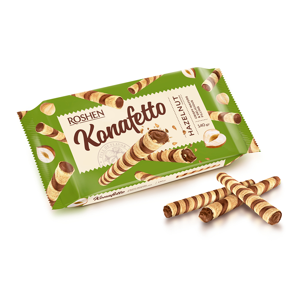 [3368] Roshen (3065) Konafetto Wafer Rolls wt Hazlnt Flav Filling 140g