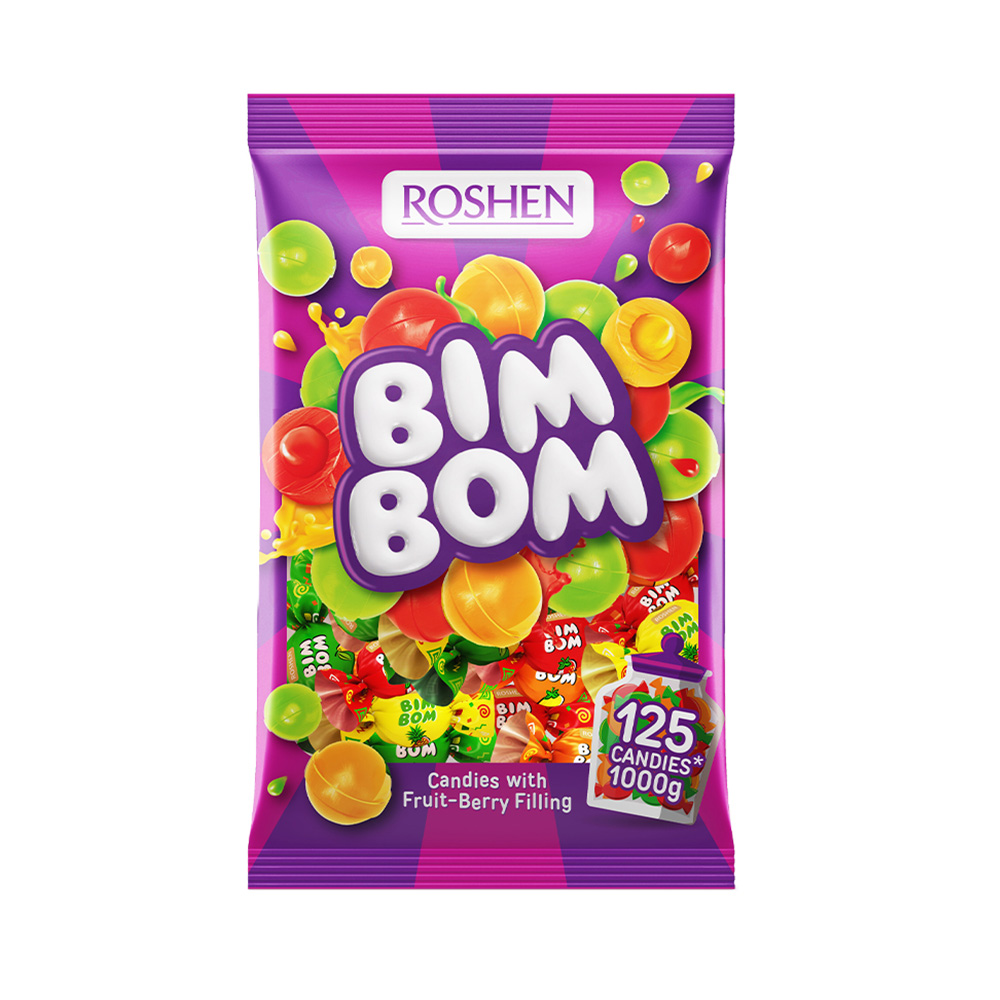 Roshen (6111) Bim-Bom Hard Candies wt Fruit-Berry Filling 1kg