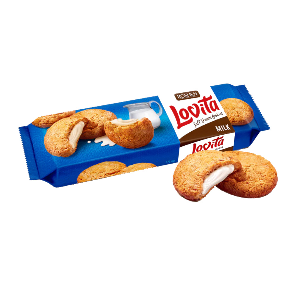 [3409] Roshen (7667) Lovita Soft Crm Cookies Biscuits wt Milk Filling 127g