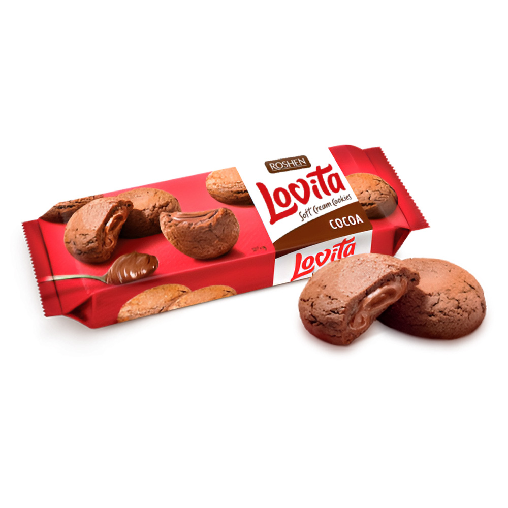 [3414] Roshen (1374) Lovita Soft Cream Cookies Biscuits wt Cocoa Filling 127g