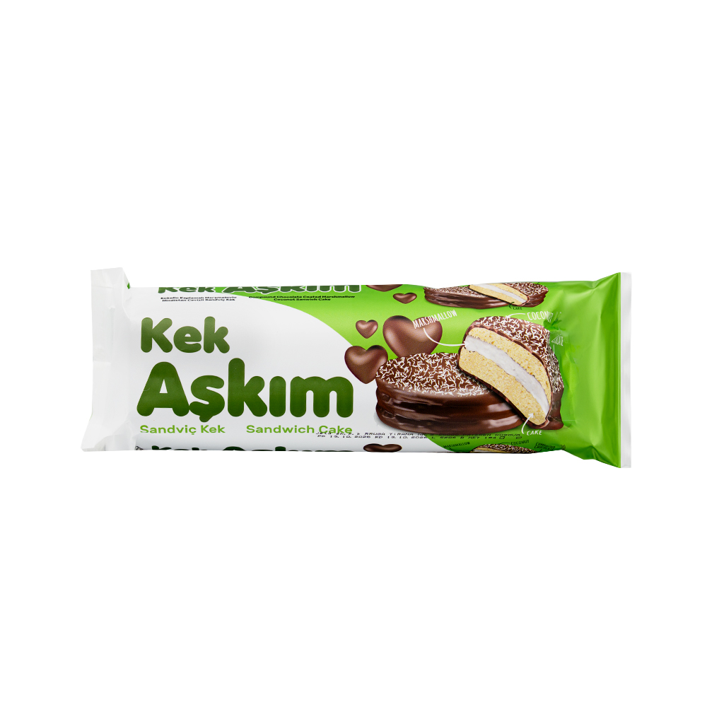 [3549] Kek Askim Coco Coated Marshmallow Sandwich Cake Green Coconut 184g