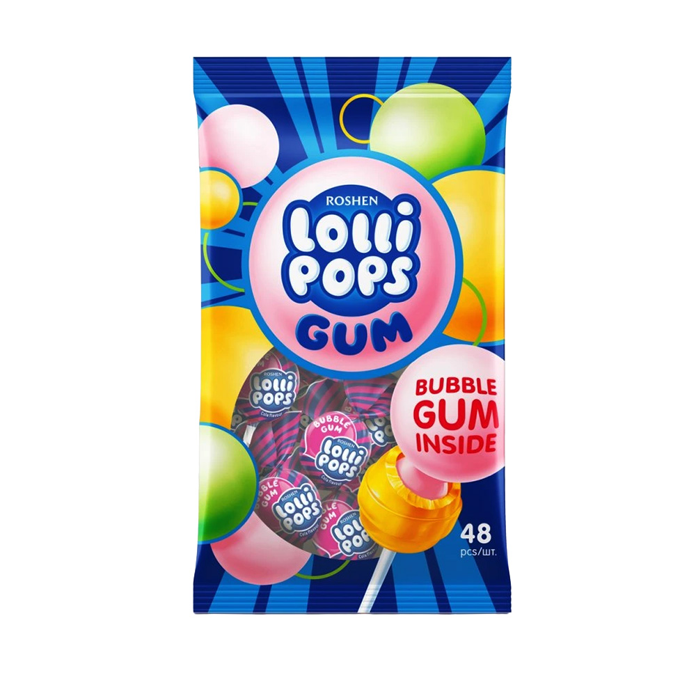 [3613] Roshen(0675) Lollipop Gum Hard Candy wt Cola&Bblgm Flav 920kg