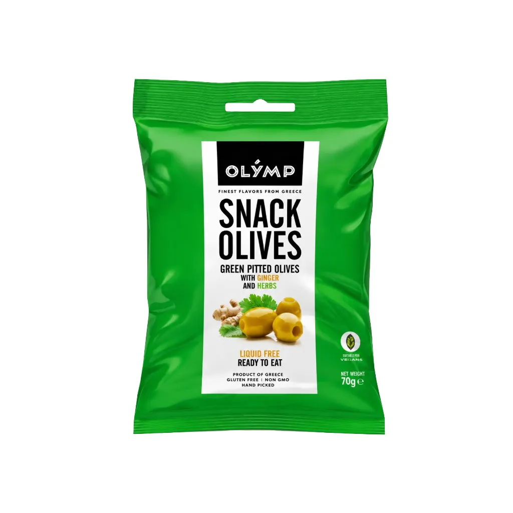 [3889] Olymp Green Pitted Olives wth Ginger & Herbs 70g