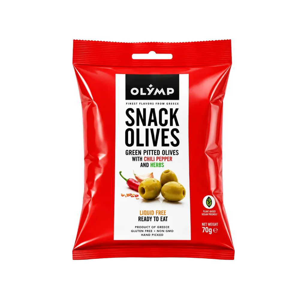 [3890] Olymp Green Pitted Olives wth Chillie Pepper & Herbs 70g
