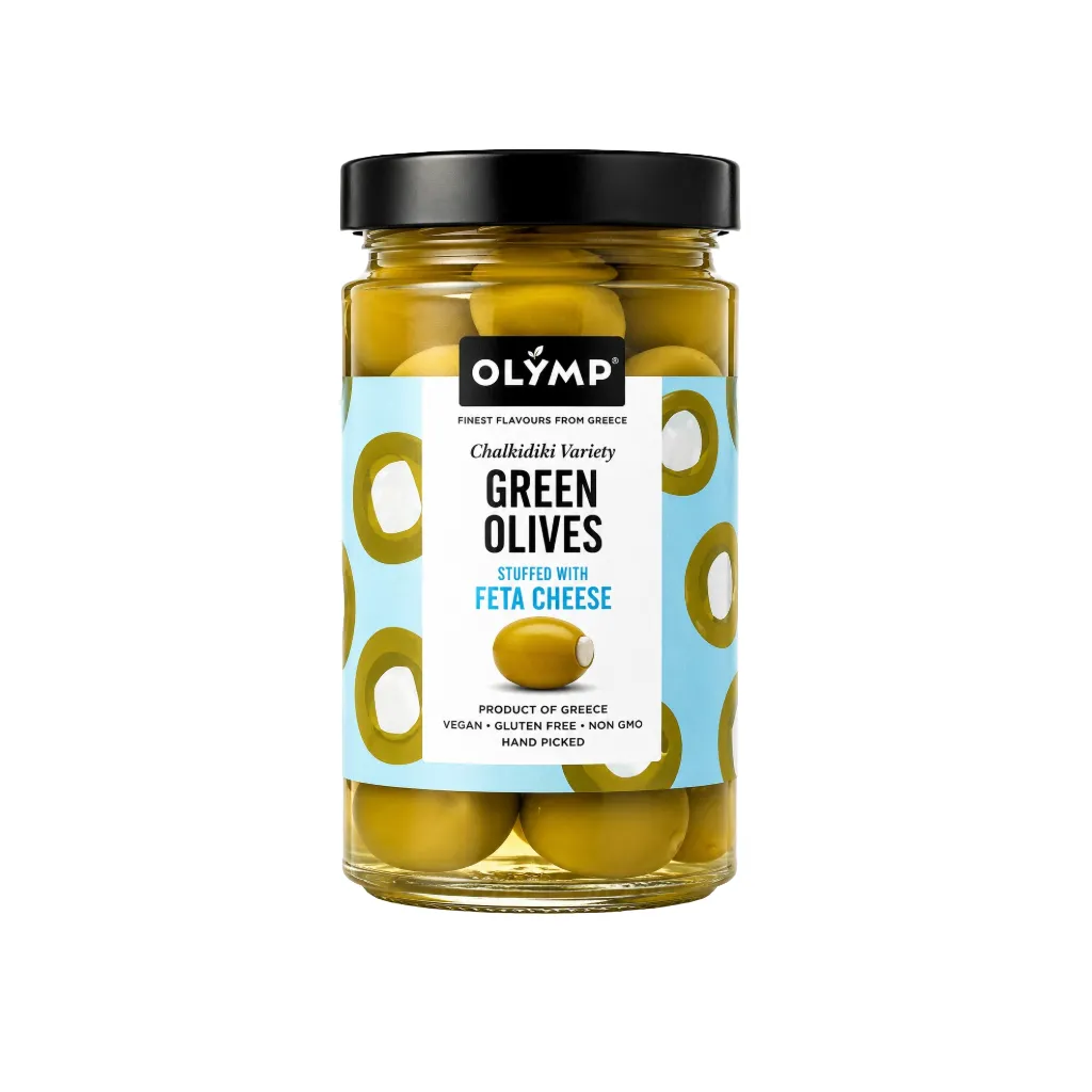 [3891] Olymp Green Olives Stuffed wth Feta Cheese 320g