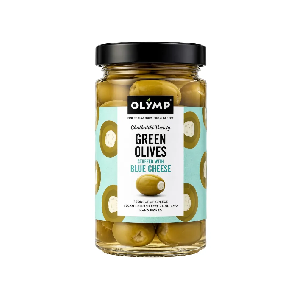 [3892] Olymp Green Olives Stuffed wth Blue Cheese 320g
