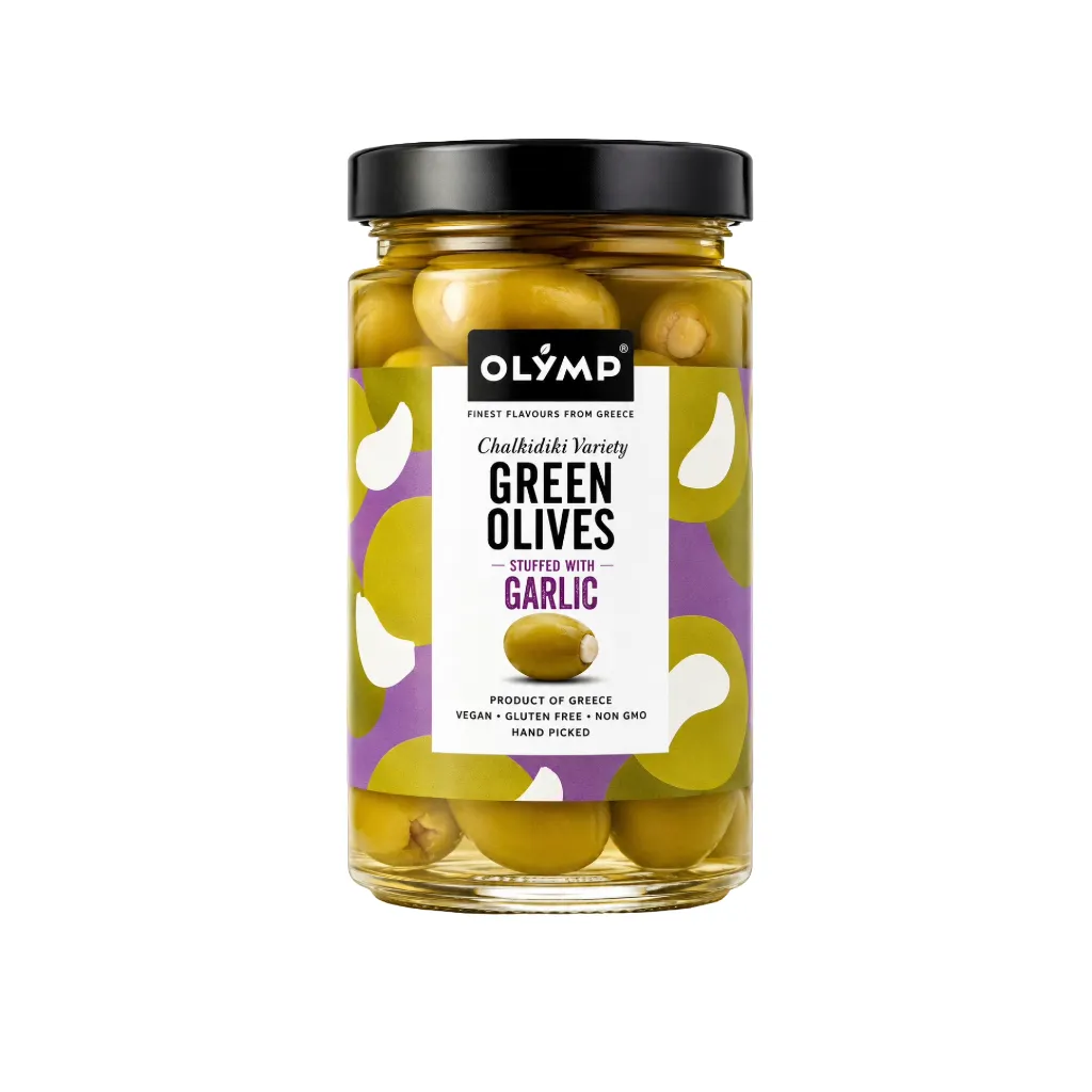 [3893] Olymp Green Olives Stuffed wth Garlic 320g