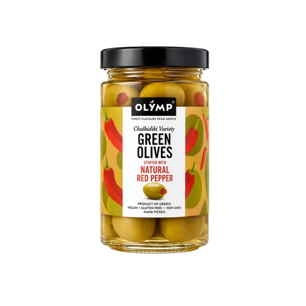 [3898] Olymp Green Olives Stuffed wth Ntr Red Pepper 320g