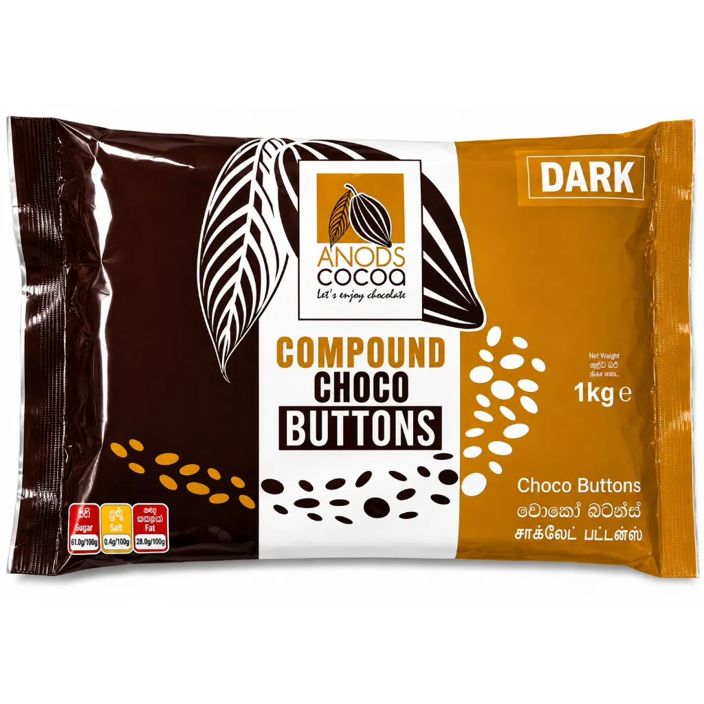 [3922] Anods Cocoa Compound Choco Dark Buttons 1kg